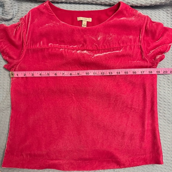 J. Crew Hot Pink Velvet T-Shirt Blouse - Women’s 4 - Picture 6 of 7